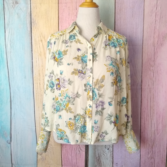 Floral print Free people long sleeve flowy blouse - Picture 1 of 11
